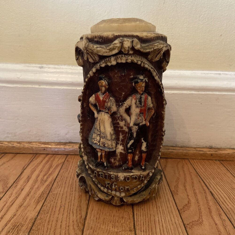 German Candle wax candle VINTAGE Very Rare hand carved made in Germany daisy